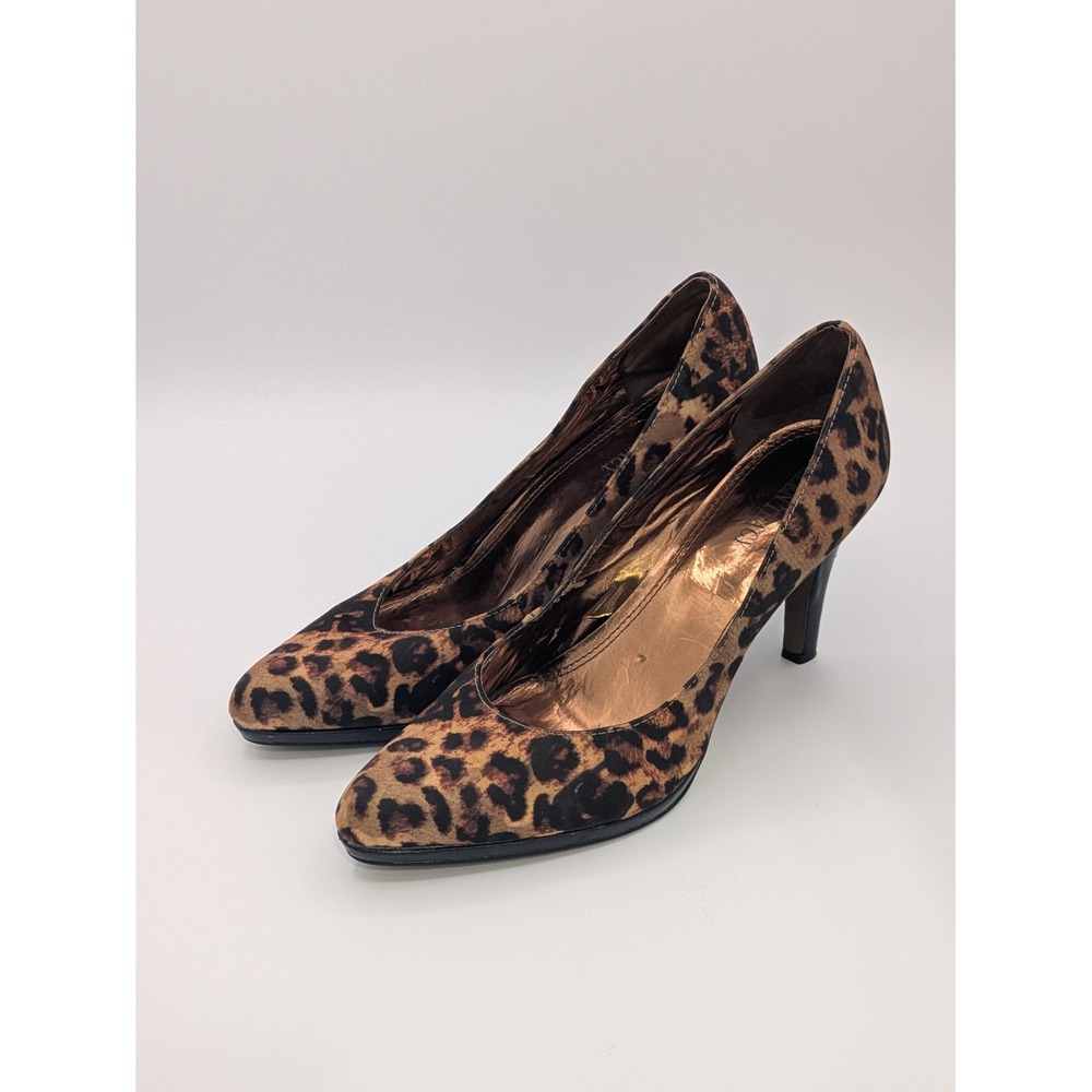 Ellen Tracy Leopard Print Pumps Size 8.5 Brown Animal Print Stiletto Heels